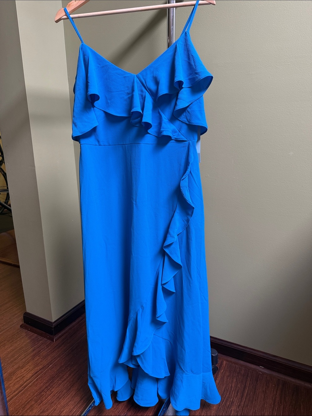 London Times Royal Blue Ruffle Maxi Dress